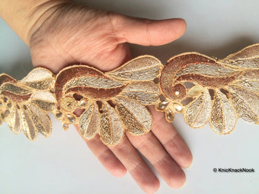 Gold Shimmer Peacock Pattern Trim, 55mm wide - 200317L214